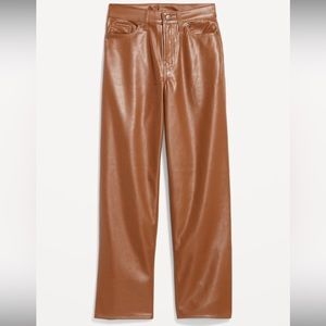 NWOT Old Navy High-Waisted OG Loose Faux-Leather Pants - Light Brown